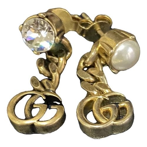 Pre-owned Gucci Crystal Earrings In Gold