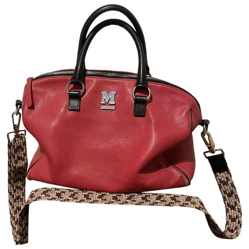Pre-owned M Missoni Leather Bowling Bag In Red