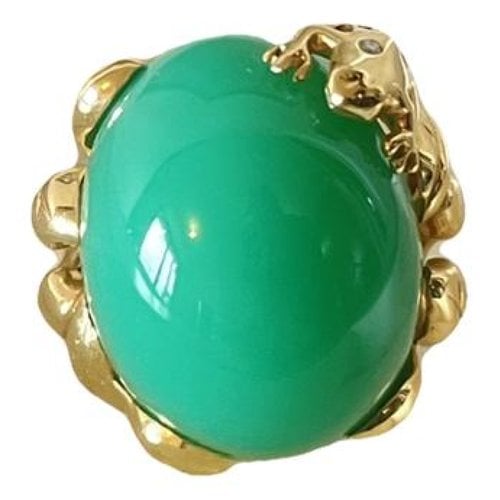 Pre-owned Dior Yellow Gold Ring In Green