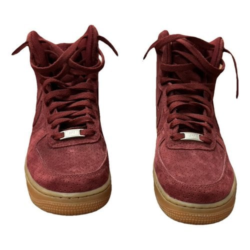 Pre-owned Nike Air Force 1 Trainers In Burgundy