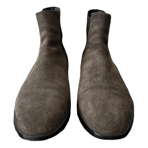 Pre-owned Saint Laurent Wyatt Boots In Anthracite