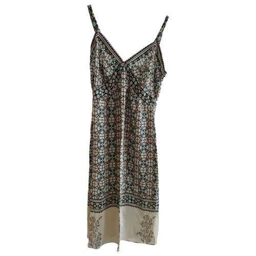 Pre-owned Anna Sui Silk Mid-length Dress In Beige