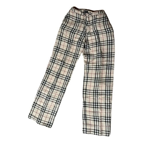 Pre-owned Burberry Linen Straight Pants In Beige