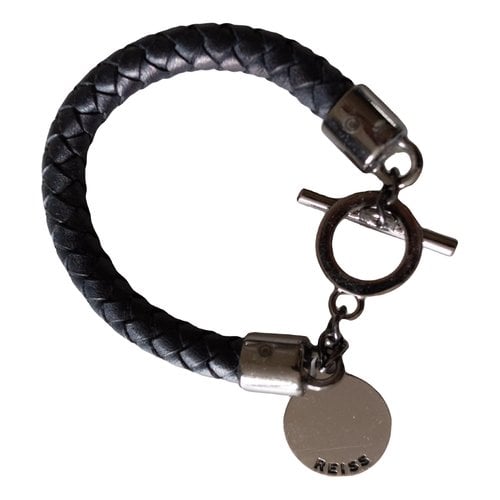 Pre-owned Reiss Leather Bracelet In Black