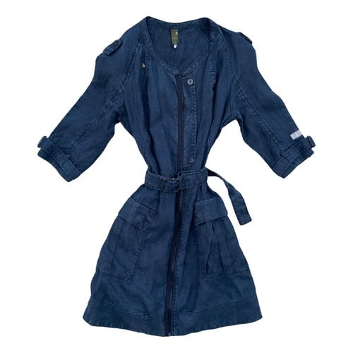 Pre-owned G-star Raw Linen Mid-length Dress In Blue