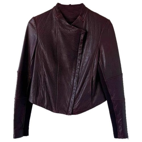 Pre-owned Vince Leather Jacket In Burgundy