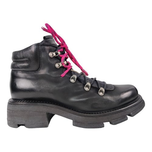 Pre-owned As98 Leather Lace Up Boots In Black