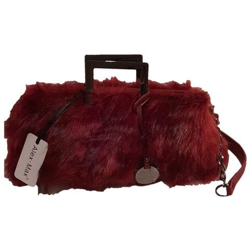 Pre-owned Alex Max Faux Fur Handbag In Burgundy