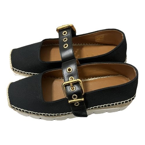 Pre-owned Marni Leather Espadrilles In Black