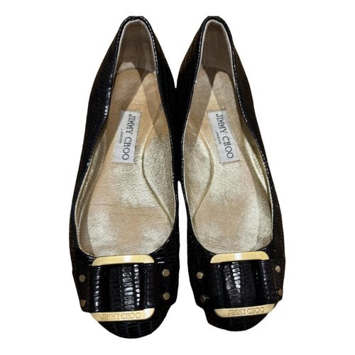 Pre-owned Jimmy Choo Leather Ballet Flats In Black