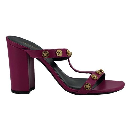 Pre-owned Versace Leather Sandal In Purple