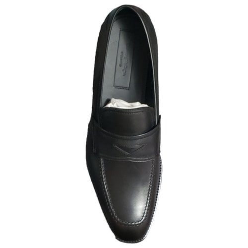 Pre-owned Zegna Leather Flats In Black