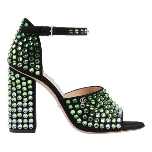 Pre-owned Gucci Glitter Sandal In Green