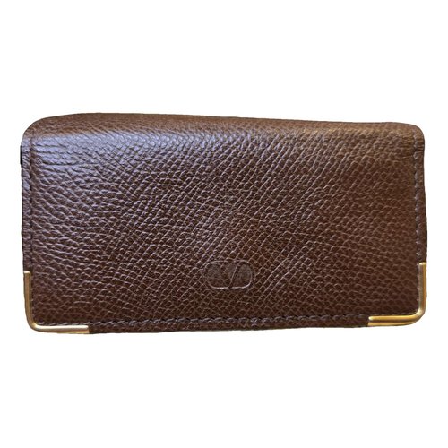 Pre-owned Valentino Garavani Leather Wallet In Brown