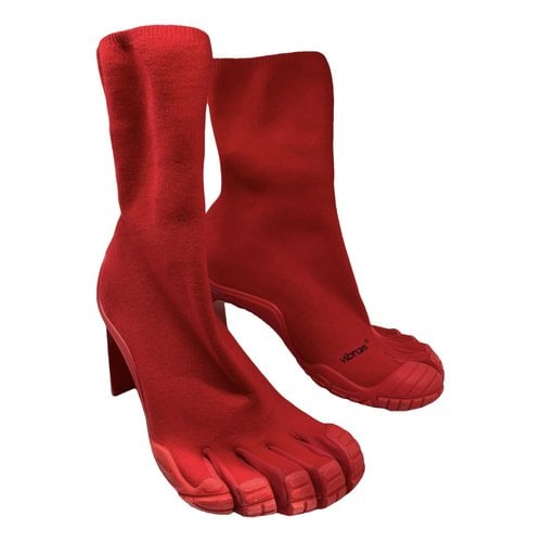 Pre-owned Balenciaga Cloth Boots In Red
