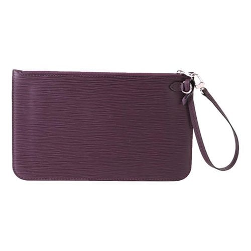 Pre-owned Louis Vuitton Neverfull Leather Clutch Bag In Purple