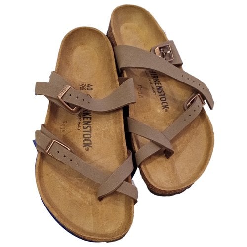 Pre-owned Birkenstock Leather Flats In Brown