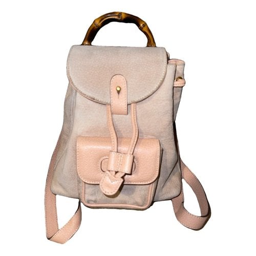 Pre-owned Gucci Vintage Bamboo Backpack In Pink