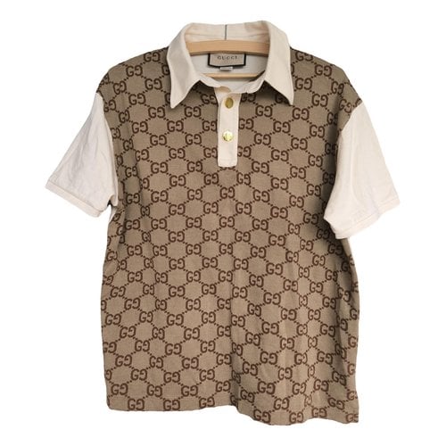 Pre-owned Gucci Silk Polo Shirt In Beige