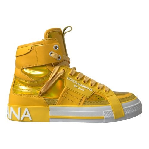 Pre-owned Dolce & Gabbana Leather Trainers In Yellow