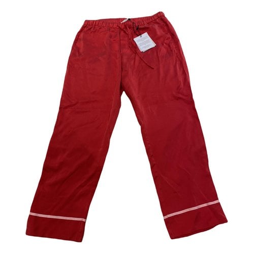 Pre-owned Asceno Silk Slim Pants In Red