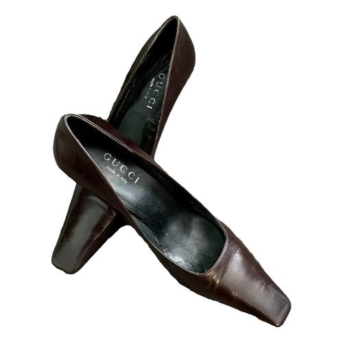 Pre-owned Gucci Leather Heels In Brown