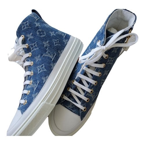 Pre-owned Louis Vuitton Cloth Trainers In Blue