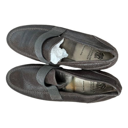 Pre-owned Brunello Cucinelli Cloth Flats In Brown
