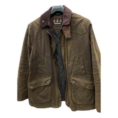 Pre-owned Barbour Leather Jacket In Khaki