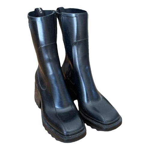 Pre-owned Chloé Betty Wellington Boots In Black