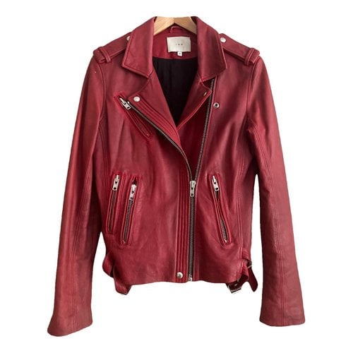 Pre-owned Iro Leather Biker Jacket In Red