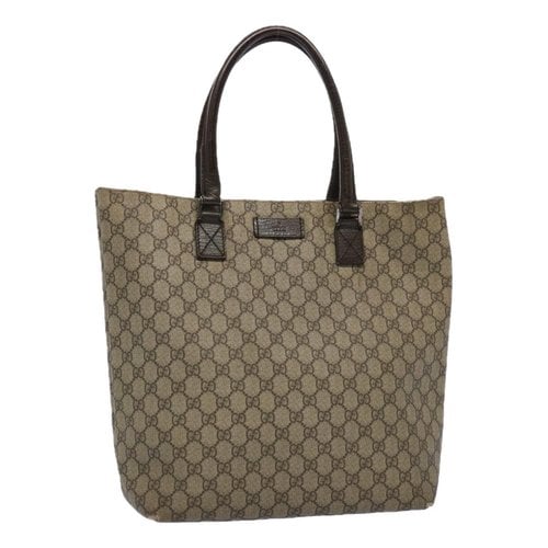 Pre-owned Gucci Leather Tote In Beige