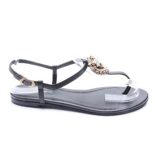 Pre-owned Dolce & Gabbana Leather Sandal In Black