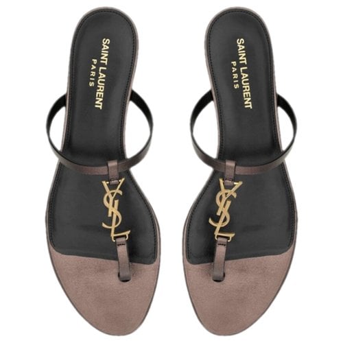 Pre-owned Saint Laurent Cassandra Leather Sandal In Metallic
