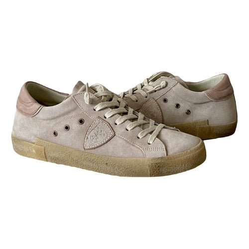 Pre-owned Philippe Model Pony-style Calfskin Trainers In Ecru