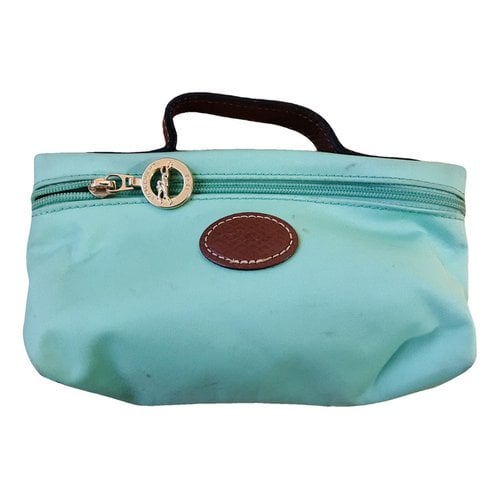 Pre-owned Longchamp Pliage Leather Clutch Bag In Green