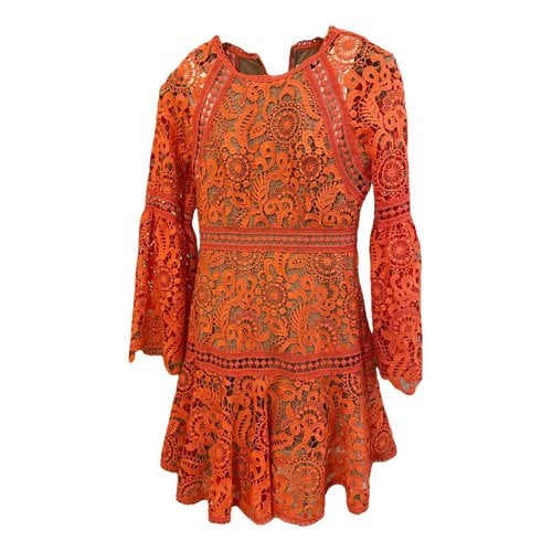 Pre-owned Michael Kors Lace Mid-length Dress In Orange