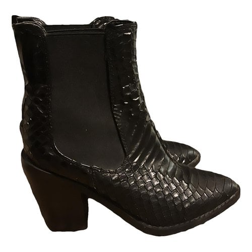 Pre-owned Glamorous Patent Leather Western Boots In Black
