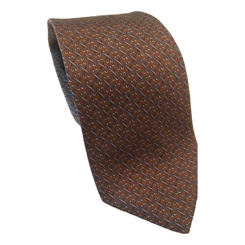 Pre-owned Borbonese Silk Tie In Brown