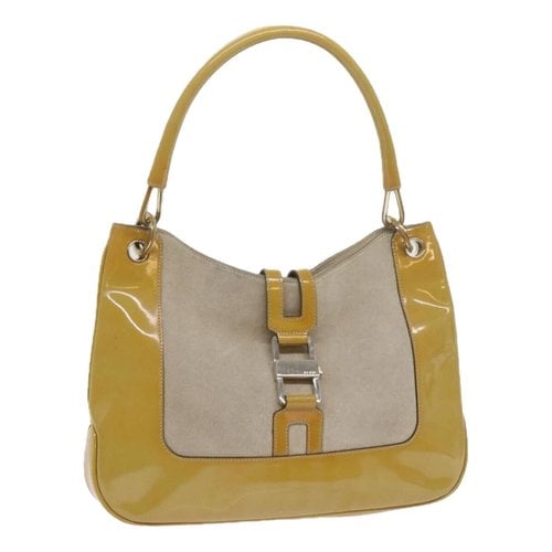 Pre-owned Gucci Jackie Vintage Patent Leather Handbag In Yellow