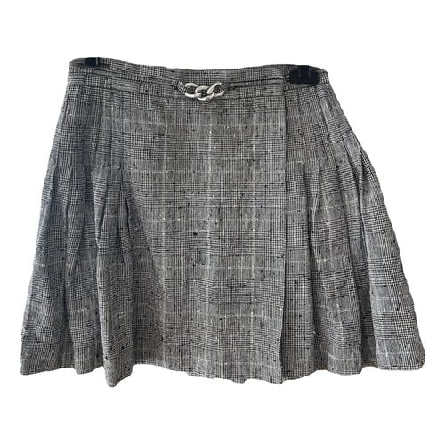 Pre-owned The Kooples Linen Mini Skirt In Anthracite