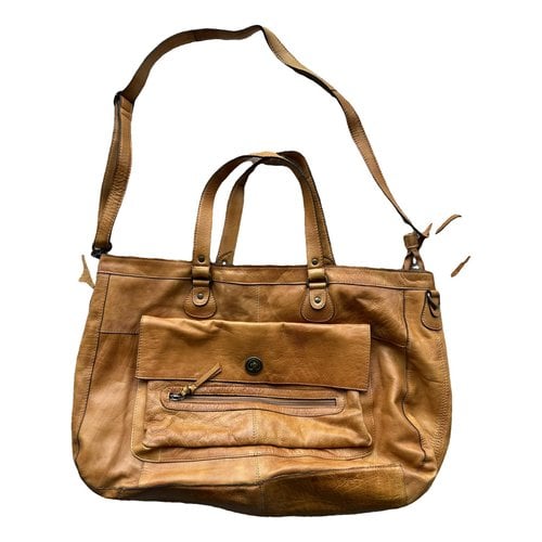Pre-owned Pieces Leather Tote In Camel
