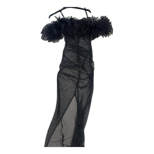 Pre-owned Self-portrait Glitter Maxi Dress In Black