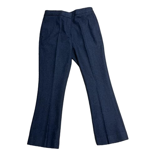 Pre-owned By Malene Birger Wool Straight Pants In Navy