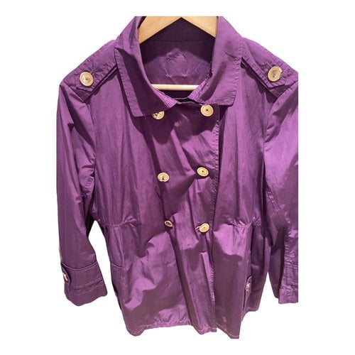 Pre-owned Carolina Herrera Trench Coat In Purple