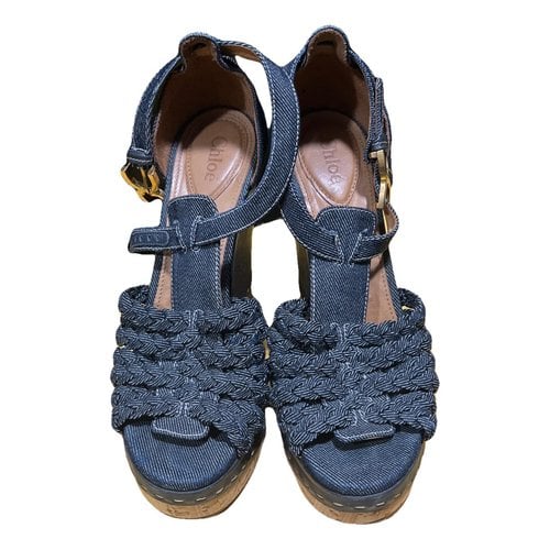 Pre-owned Chloé Leather Sandals In Blue