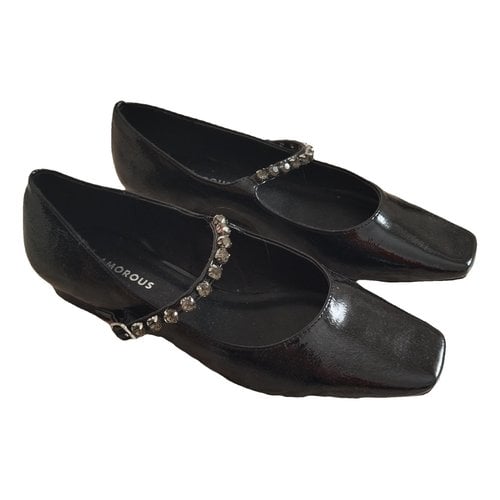 Pre-owned Glamorous Patent Leather Ballet Flats In Black