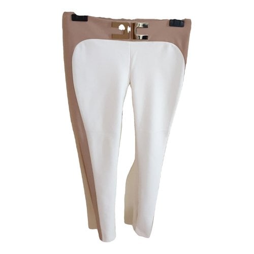 Pre-owned Elisabetta Franchi Slim Pants In White