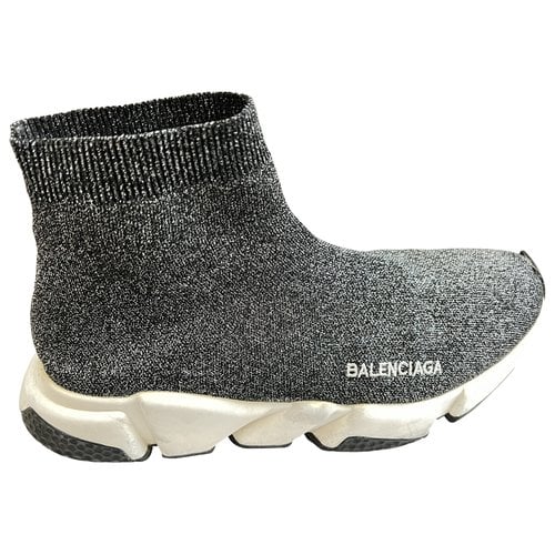 Pre-owned Balenciaga Speed High Trainers In Grey