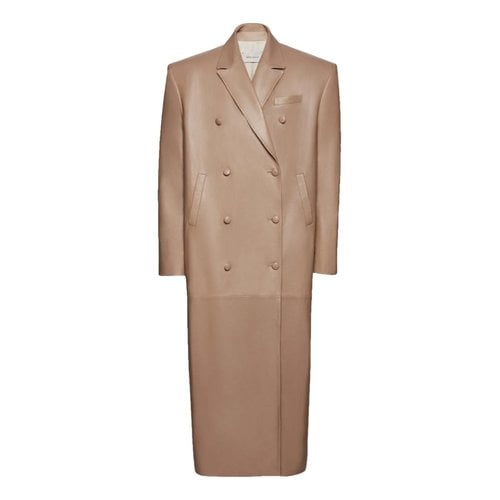Pre-owned Magda Butrym Leather Coat In Beige